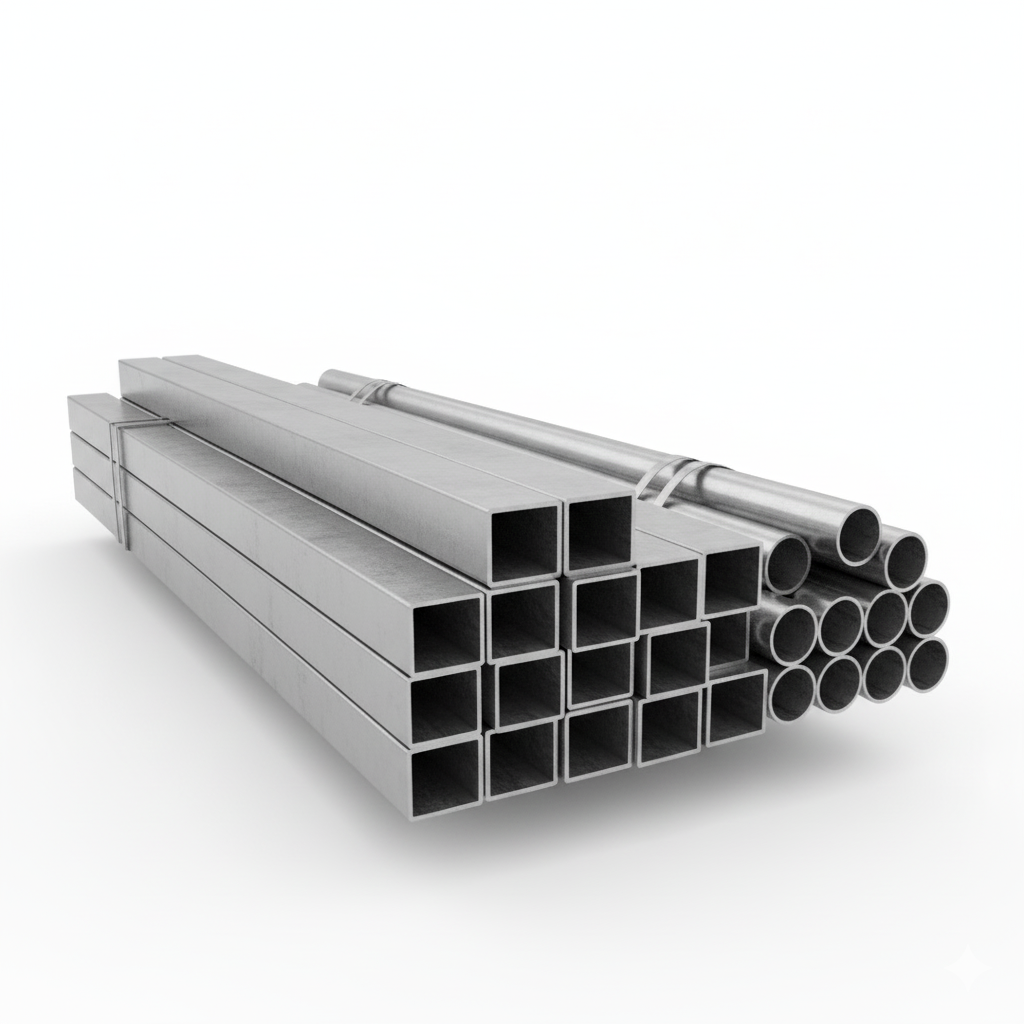 Square, rectangular and round steel tubes